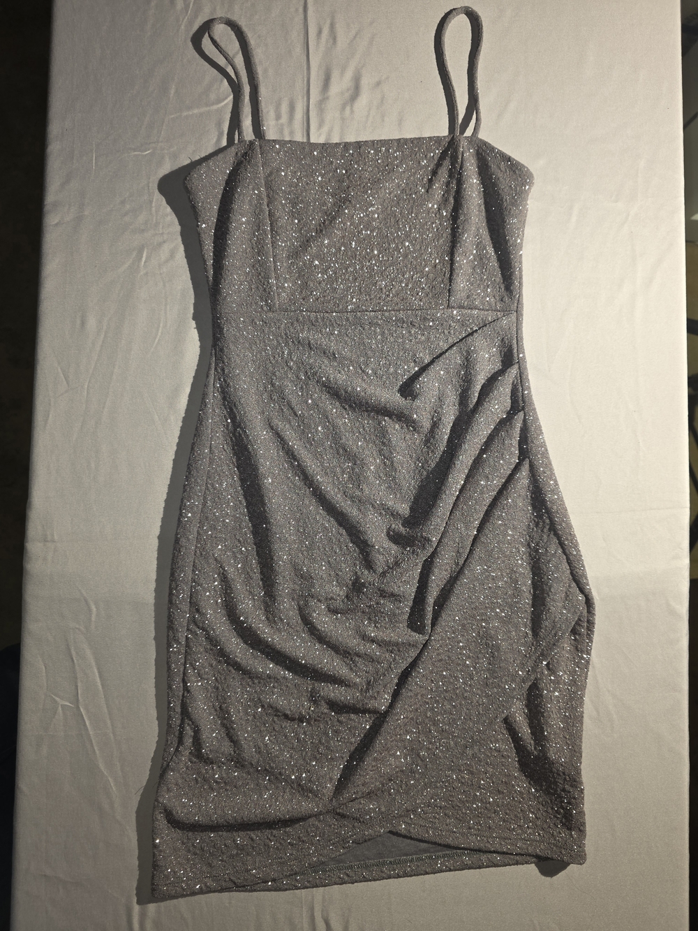 Sparkle Gray Semi-Formal Midi Dress - Silver